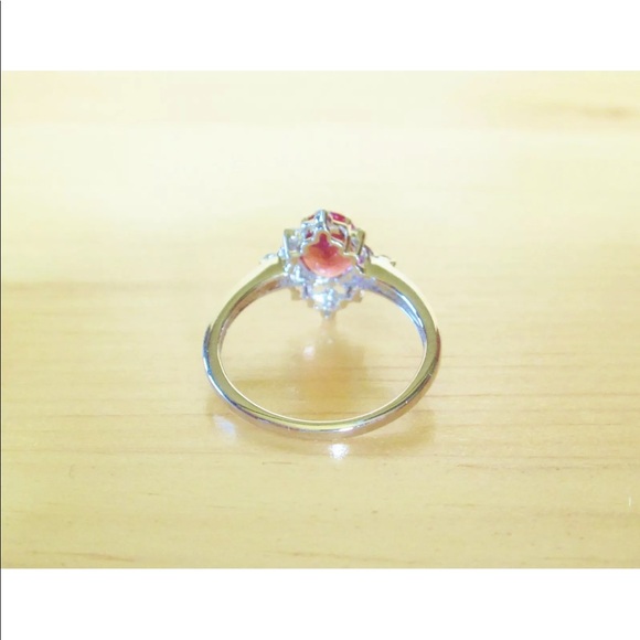 10k White Gold Pink Tourmaline Diamond Ring - Picture 5 of 8
